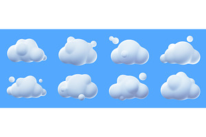 3d Render White Clouds, Fluffy