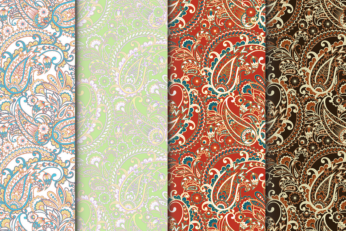 4 Fabric Paisley seamless patterns, a Pattern Graphic by antalogiya (Photo 1 of 5)