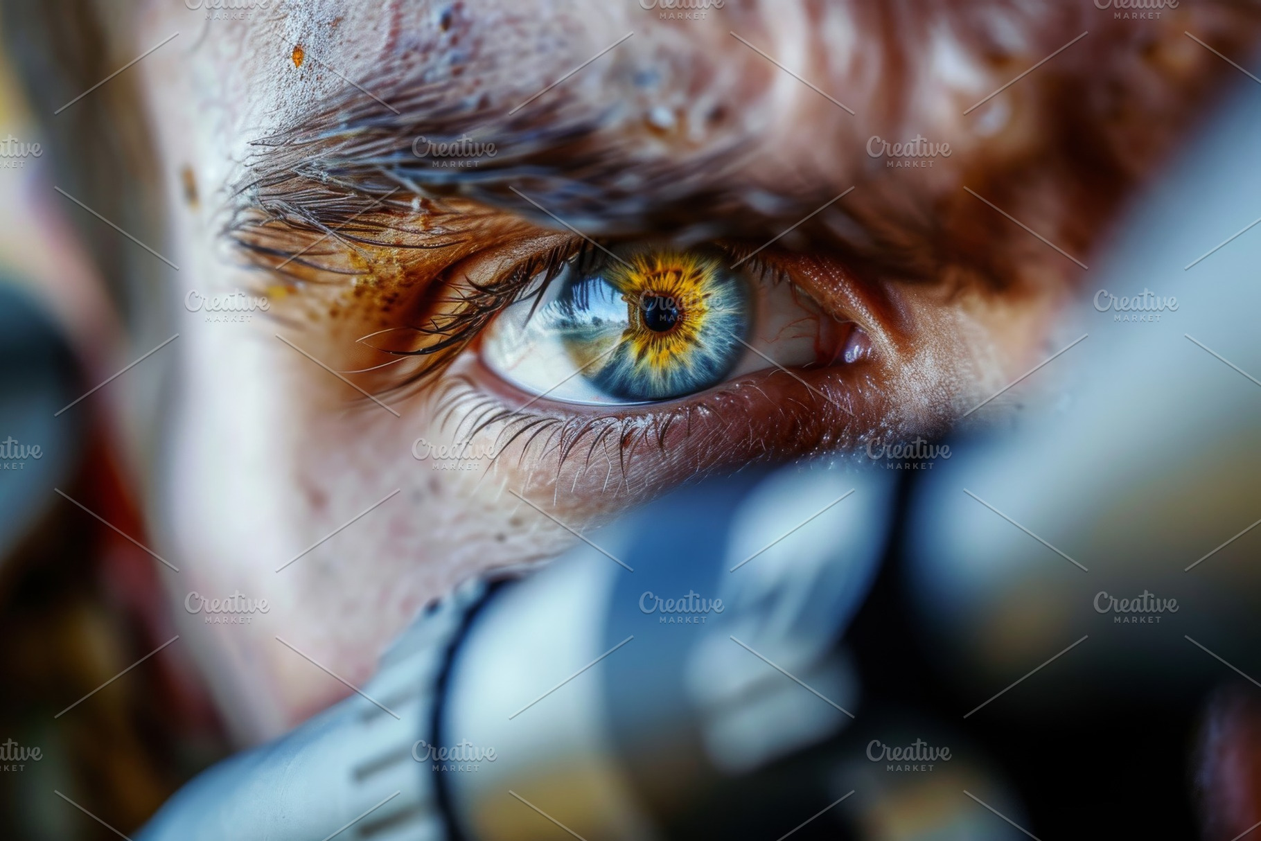 Close-Up of Persons Eye With Gun in, a Photo by Iftikhar Alam