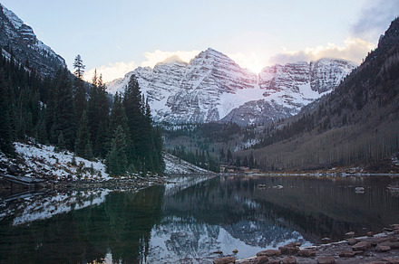 Sunset behind Maroon Bells Aspen