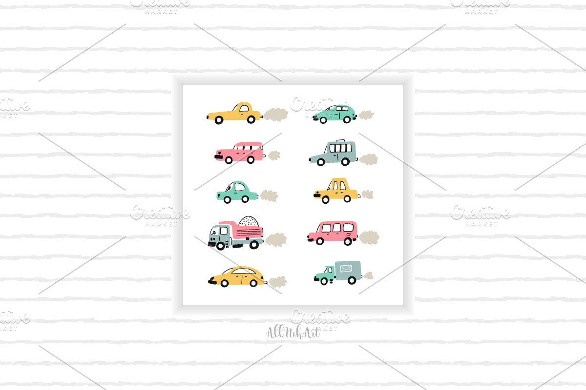 Toy Cars Seamless Patterns, Cliparts, a Pattern Graphic by AllNikArt (Photo 6 of 6)