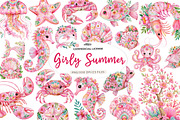 Pink Girly Summer Clipart PNG, a Seasonal Illustration by CreationArt (Thumbnail 1 of 7)
