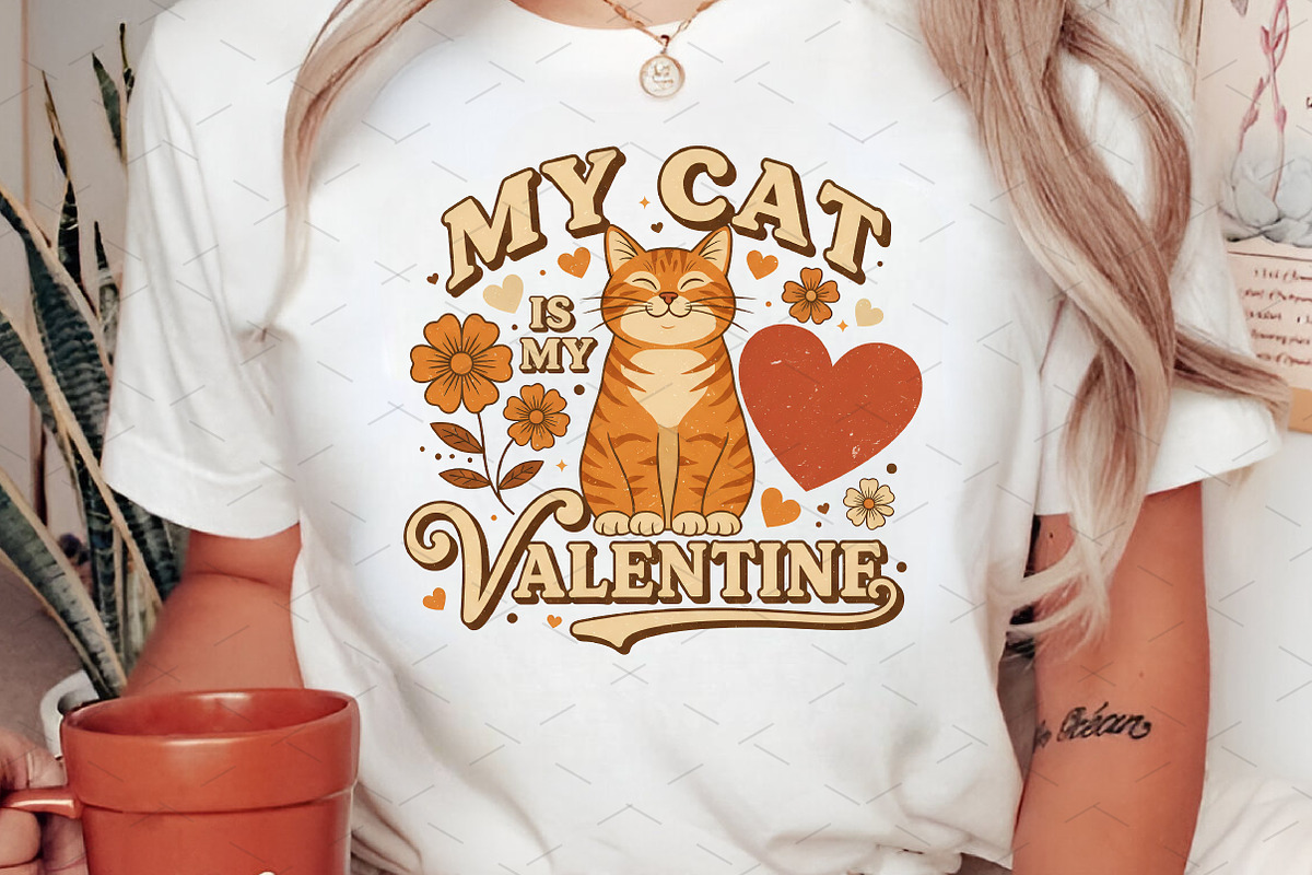 My Cat Is My Valentine Sweatshirt PN, a Graphic by Libby Wishes (Photo 5 of 7)