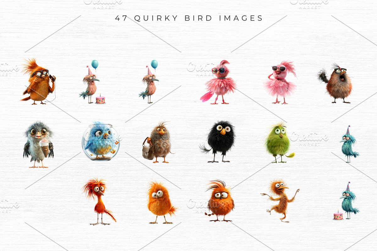 Quirky Bird Clipart, 47 PNG, an Animal Illustration by EllyandLima (Photo 4 of 6)