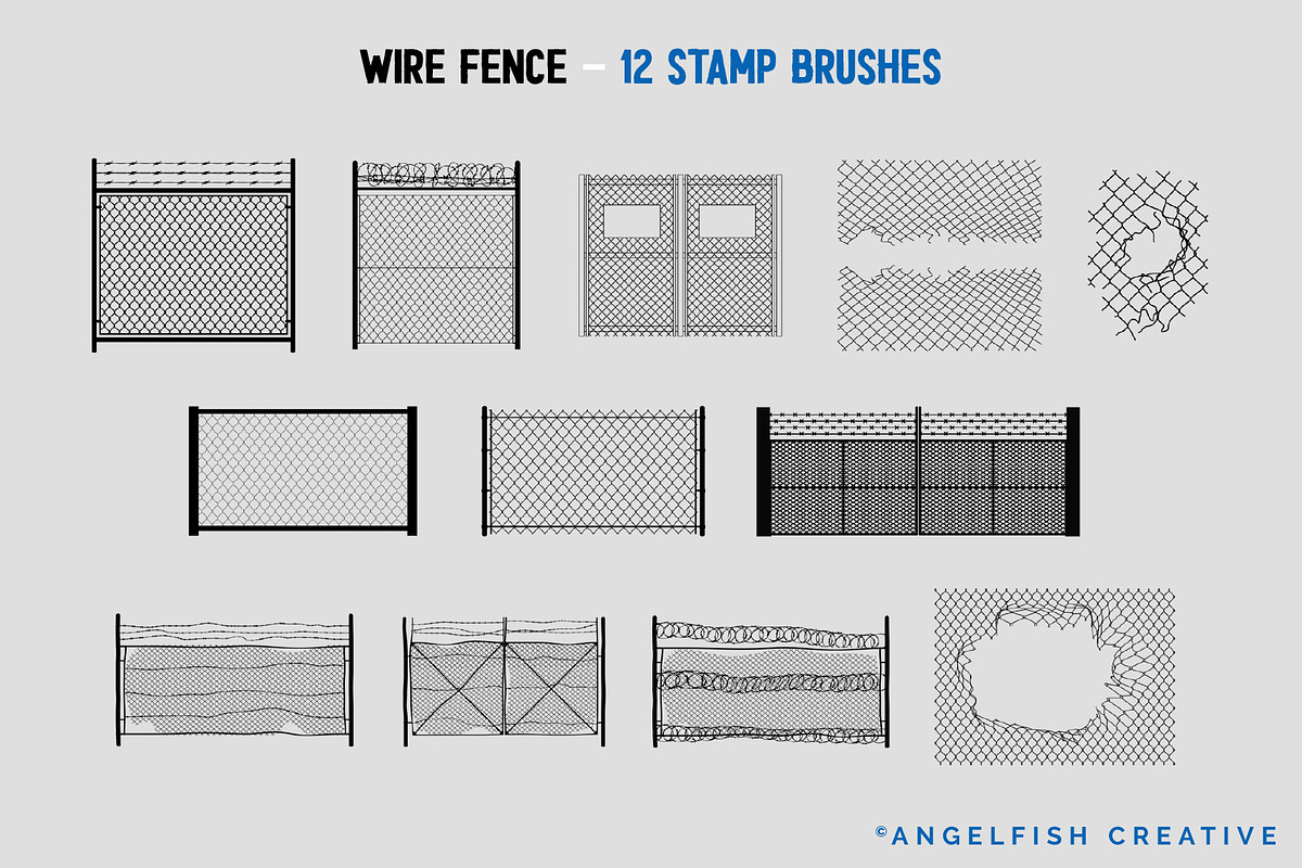 Wire Fence Brush Set for Procreate, a Brush Add-On by AngelfishCreative (Photo 5 of 6)