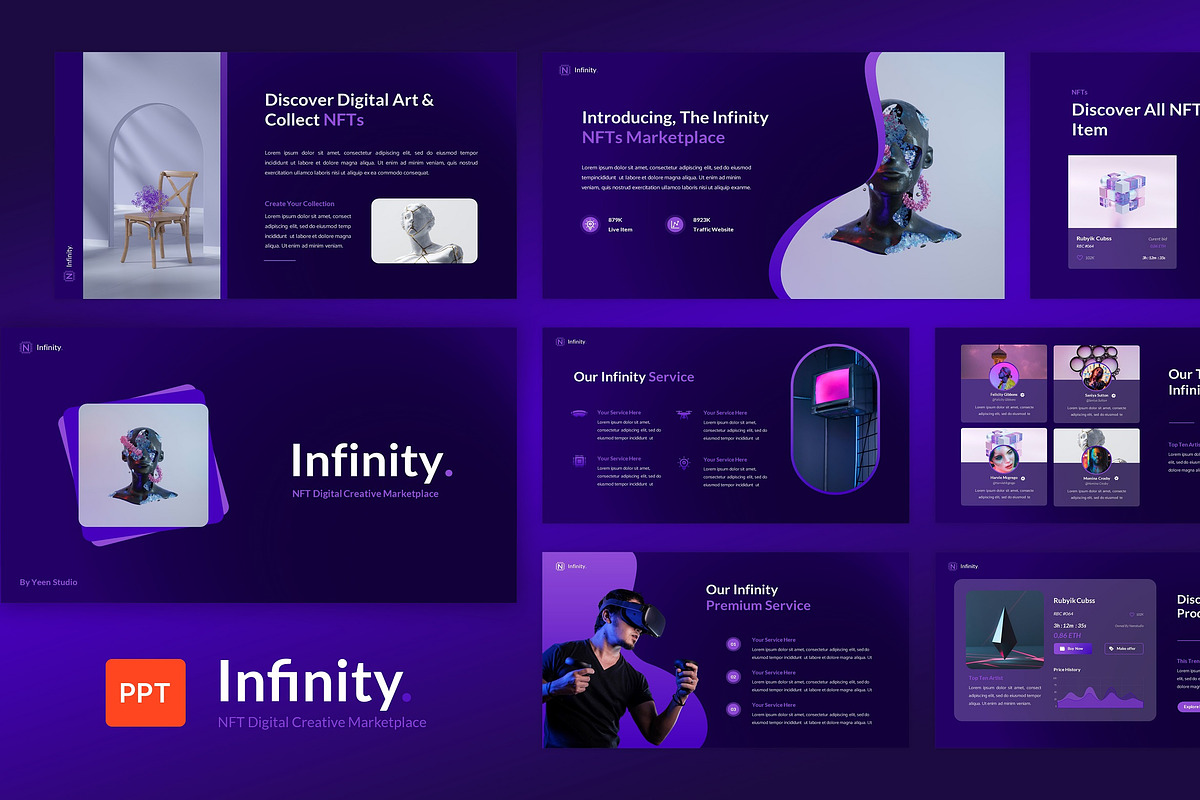 NFT Digital Marketplace PowerPoint, a Presentation Template by BumbleGraph Studio (Photo 1 of 5)