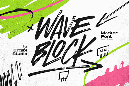 WAVE BLOCK - Marker Brush, a Blackletter Font by ErgibiStudio