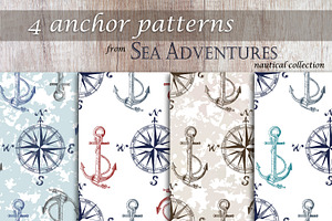 4 Anchor Nautical Patterns