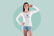 Long Sleeve Woman T-Shirt MockUp, a Shirt Mockup by PSD Market (Thumbnail 4 of 11)