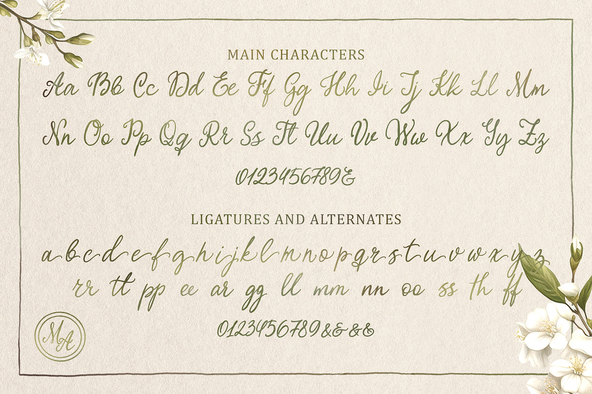 Myrtle Aroma Handwritten Script, a Handwritten Font by AnMark (Photo 9 of 17)