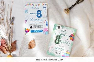 8th Birthday Invitation Canva Temp, an Invitation Template by Snapybiz