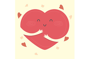 Hugging Heart Cartoon