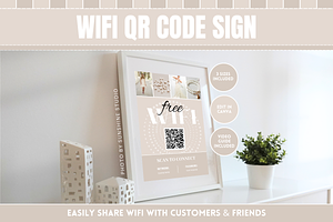 Elegant Neutral WiFi QR Code Sign