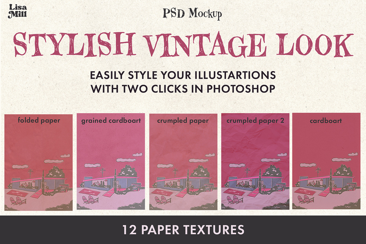 Vintage Paper texture PSD mockup, a Texture Graphic by Lisa Mill (Photo 3 of 8)