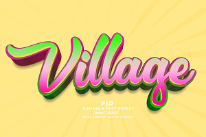 Village PSD 3D Editable Text Effect