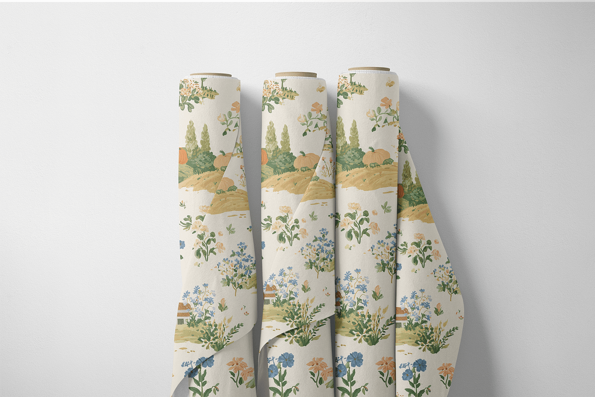 Autumn Cottagecore Floral Seamless Pattern PNG