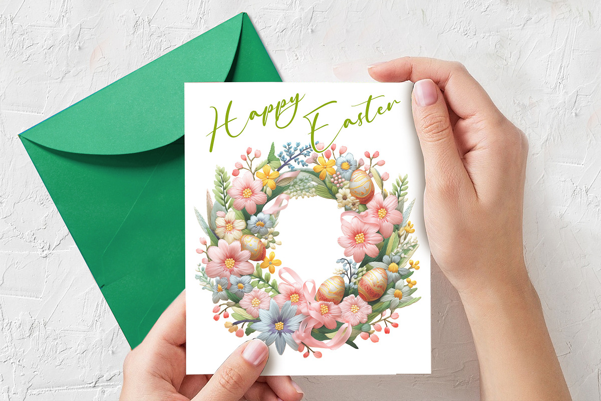 Embroidery Easter Wreath Sublimation, an Object Graphic by V Design Creator (Photo 6 of 6)