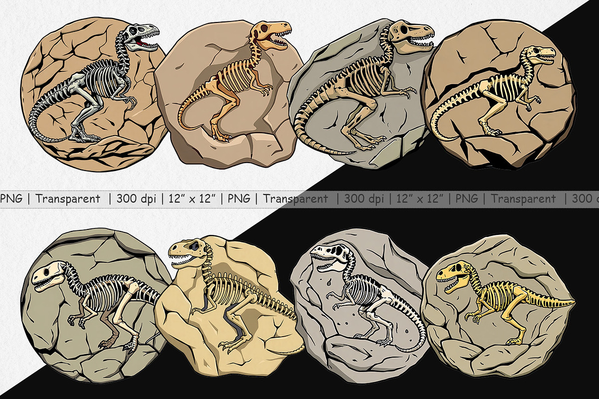 Dino Fossil Clipart, a Graphic by Artnoy (Photo 2 of 5)