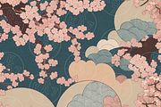 Japanese Cherry Blossom Wave Pattern, a Pattern Graphic by KA7-Designs (Thumbnail 3 of 10)