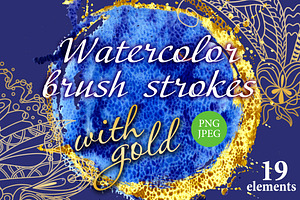 Watercolor brush strokes with gold, a Decorative Illustration by Watercolor fantasy