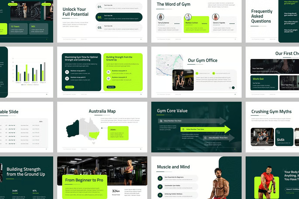 Gym Exercise Keynote Templates, a Presentation Template by Fit-tee (Photo 2 of 2)