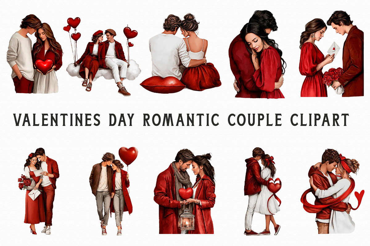 Valentines Day Romantic Couple clipa, an Illustration by Libby Wishes (Photo 3 of 6)