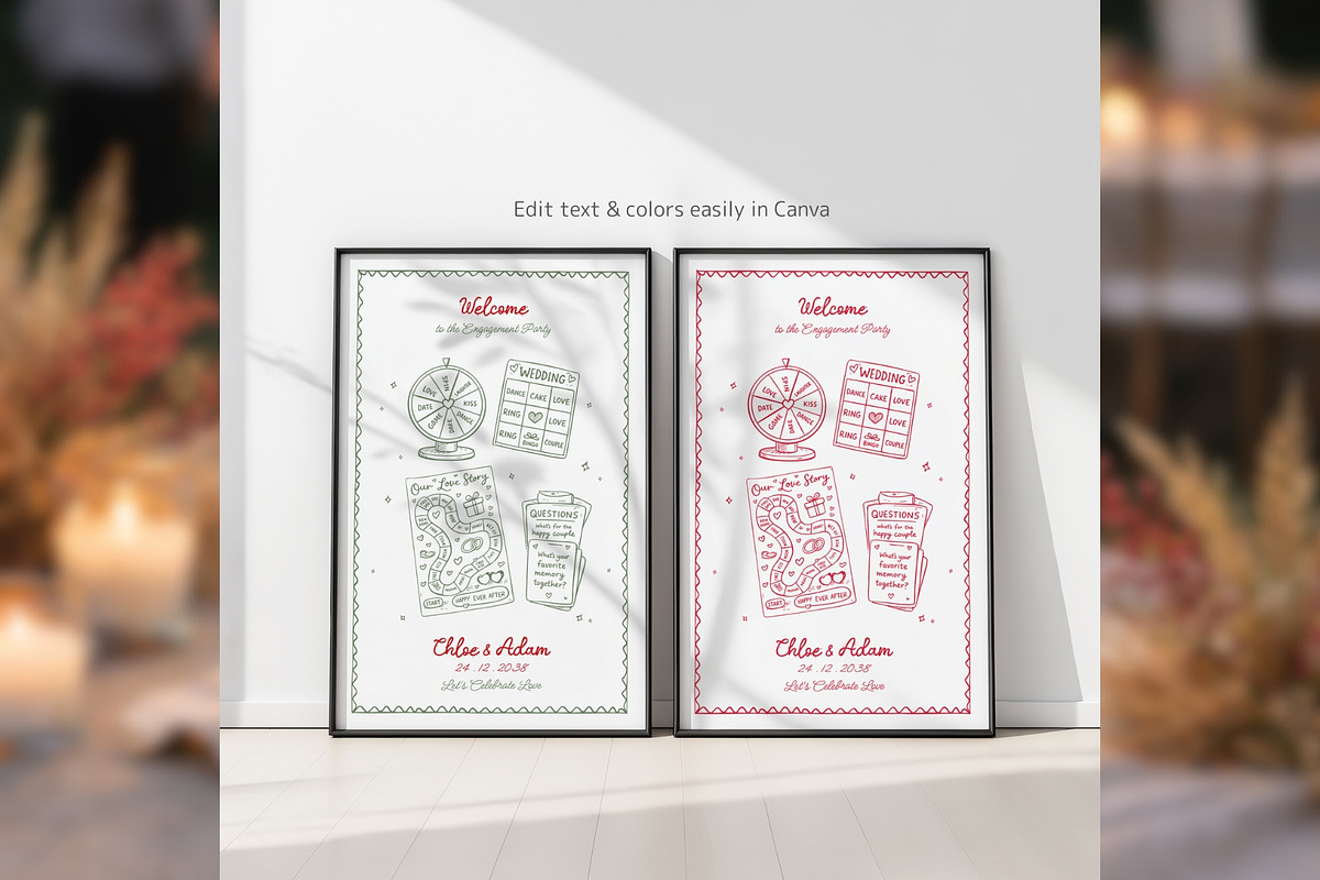 Engagement Party Sign Canva pg003, a Poster Template by TyphoonStudio (Photo 6 of 8)