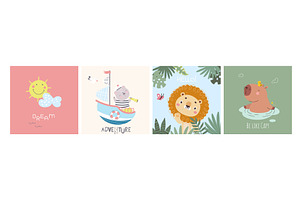 Simple children postcards with cute, an Object Illustration by Valerie Bodnar