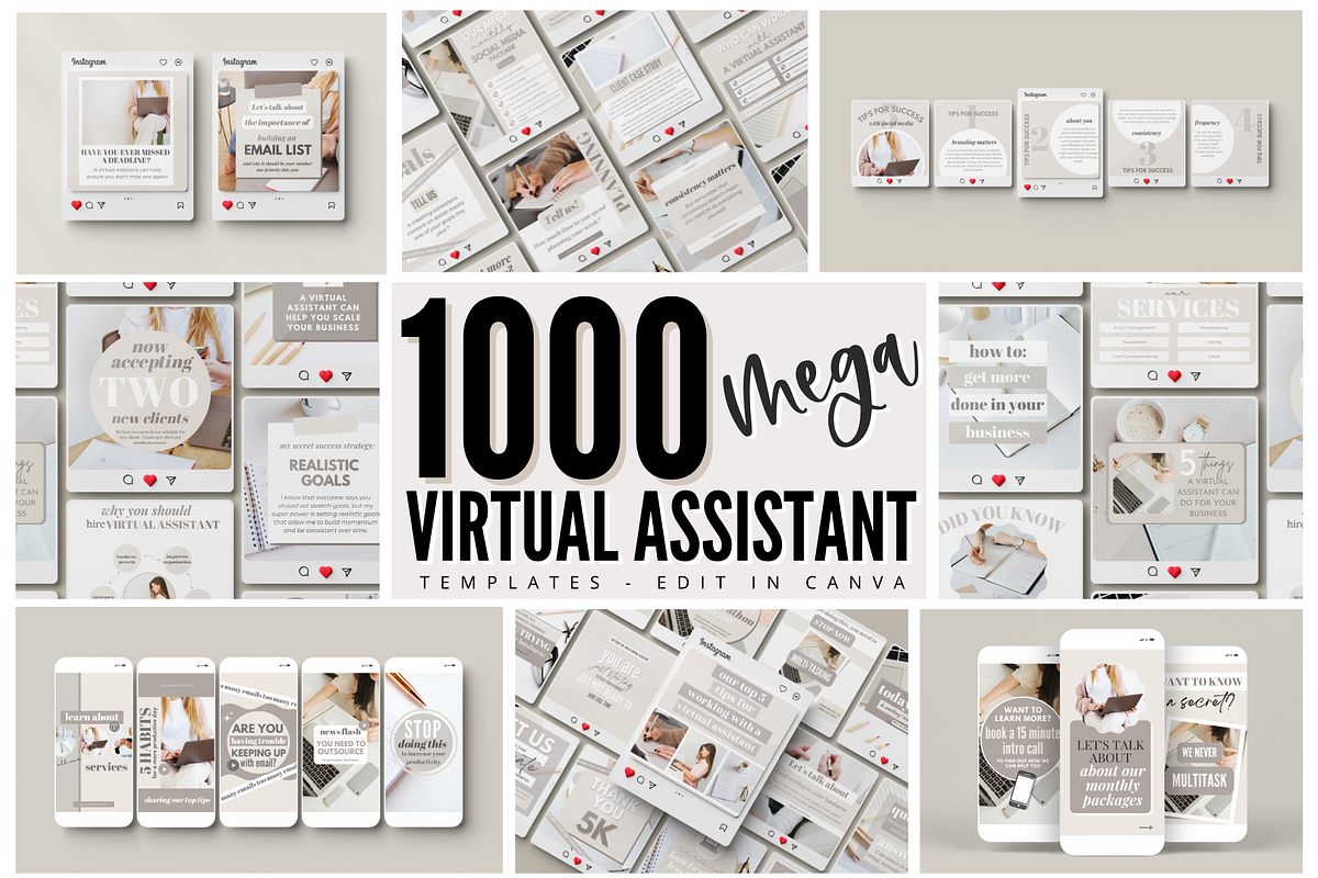 1,000 Virtual Assistant Templates, a Social Media Template by Oh So Social Boutique (Photo 1 of 8)