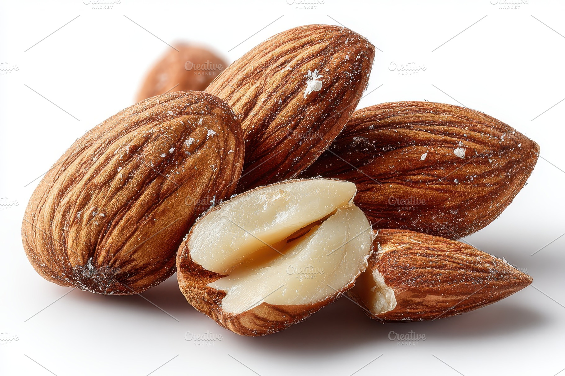 Delicious Almonds Closeup view of nu, a Photo by Pixeness Studio