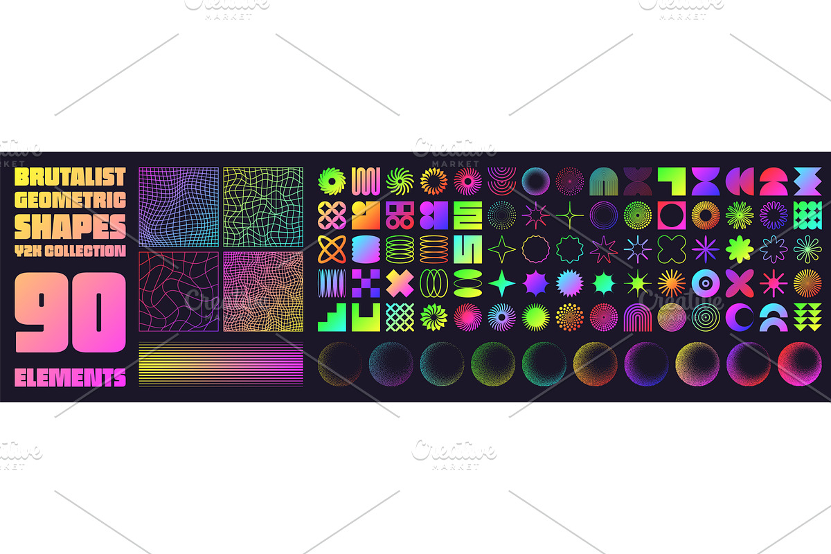 Brutalist geometric shapes, neon, an Illustration by 32pixels