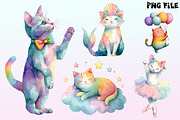 Adorable Rainbow Cute Cat Clipart., a Graphic by CitraGraphics (Thumbnail 3 of 4)