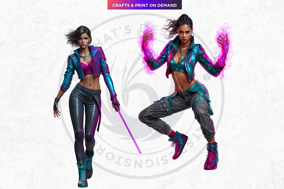 Urban Neon Witches Cliparts, a Person Illustration by ThatsDesignArt (Photo 4 of 12)