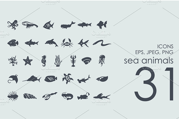 31 Sea Animals Icons