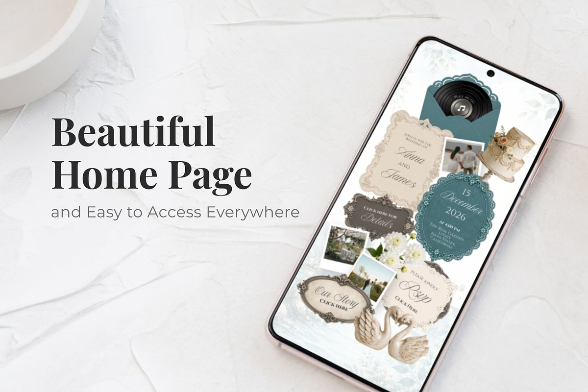 Teal Blue Wedding Website Invitation, a Landing Page Template by Everyday Perfection (Photo 2 of 12)