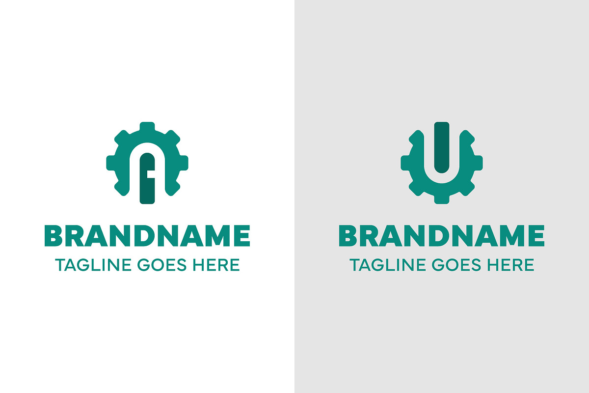 Letter A and U Gear Cog Logo Set, a Branding & Logo Template by Pray Art Design Studio (Photo 1 of 2)