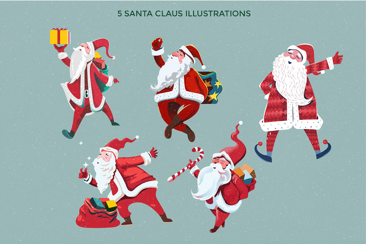 Santa Claus at Christmas Eve, a Decorative Illustration by defarmerdesign (Photo 2 of 5)