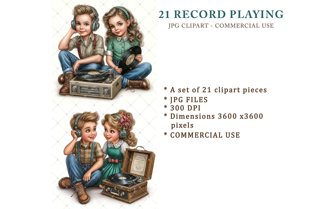 Record Playing Clipart JPG, a Person Illustration by Memories By Lea (Photo 2 of 17)
