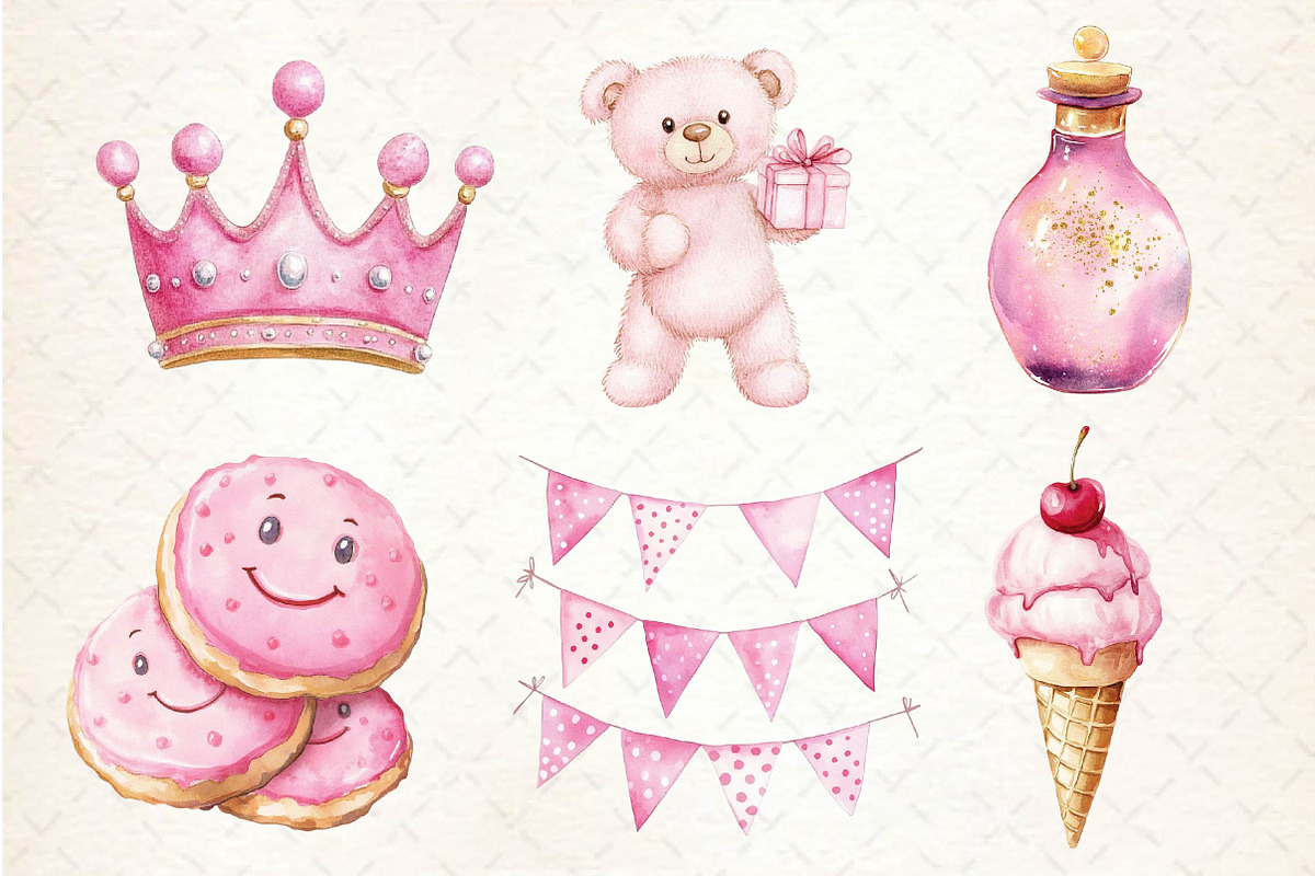 Pink Kids Birthday Clipart, an Illustration by Dream Creation (Photo 3 of 5)