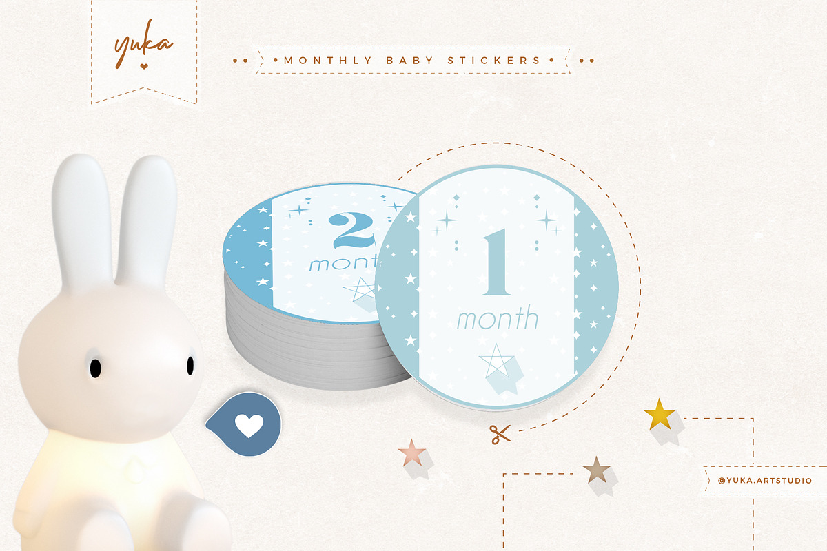 Monthly Baby Stickers, a Stationery Template by Yuka Baby (Photo 1 of 4)