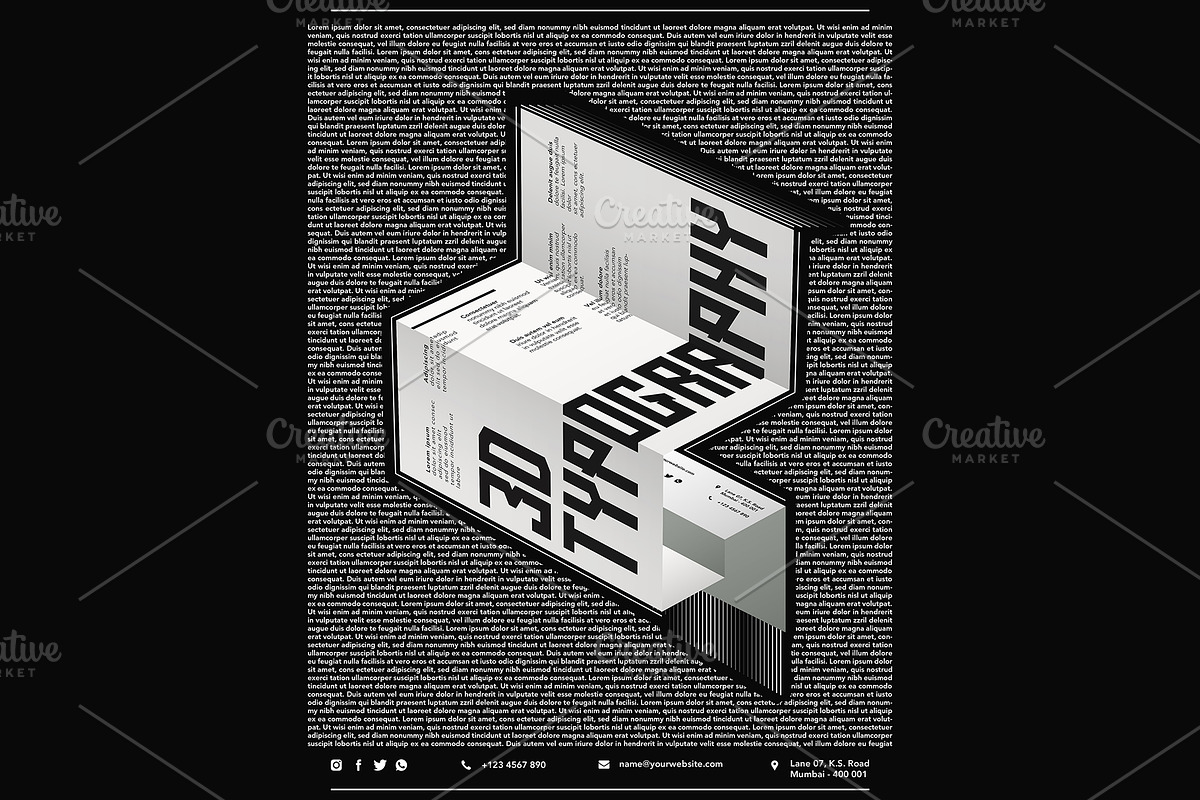 3D Typography PSD Mockup, a Print Template by Sinlatown (Photo 6 of 9)