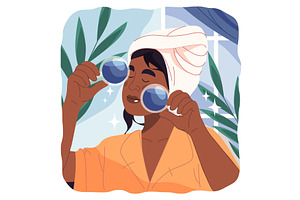 Vector face massaging with cooling, an Object Illustration by Elegant Solution