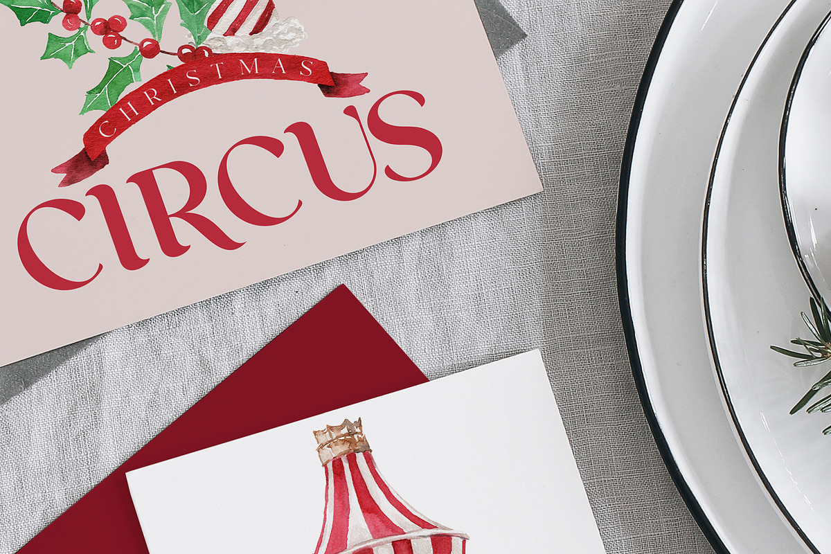 Watercolor Clipart-CHRISTMAS CIRCUS, a Decorative Illustration by Beigetime (Photo 7 of 12)