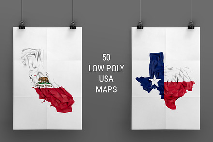 50 Low Poly USA Maps