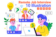 10 Remote Job Interview Illustration, a Person Illustration by denayunebgt (Thumbnail 1 of 4)