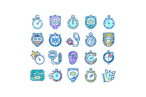Stopwatch and timer doodle icon set, an Object Graphic by pikepicture