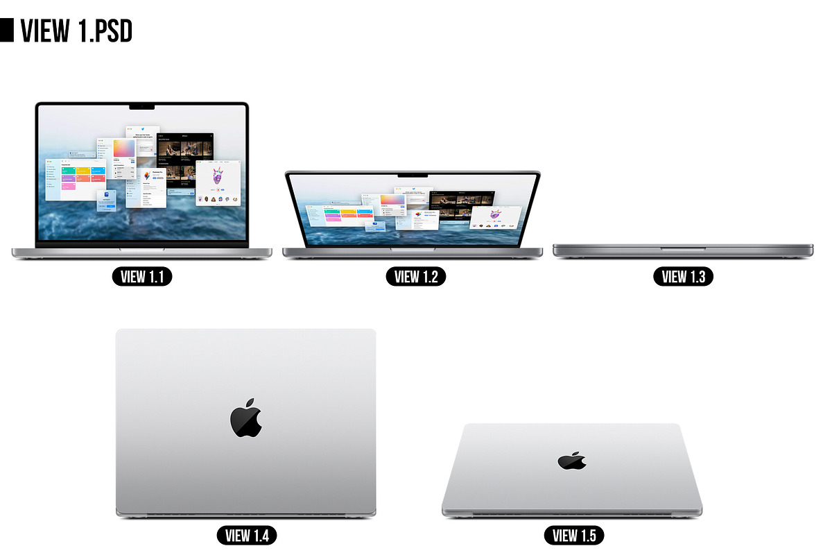 Apple Macbook Pro 14 (2021) MockUp, a Mac Mockup by Alex_Yanko (Photo 2 of 19)