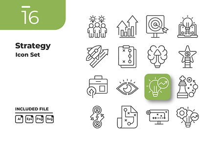 Strategy Outline Icons Set, an Outline Icon by yuanesei