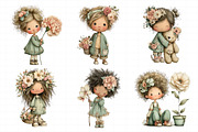 Girl and Flower Clipart Kids, an Illustration by Daily.Designs (Thumbnail 3 of 8)