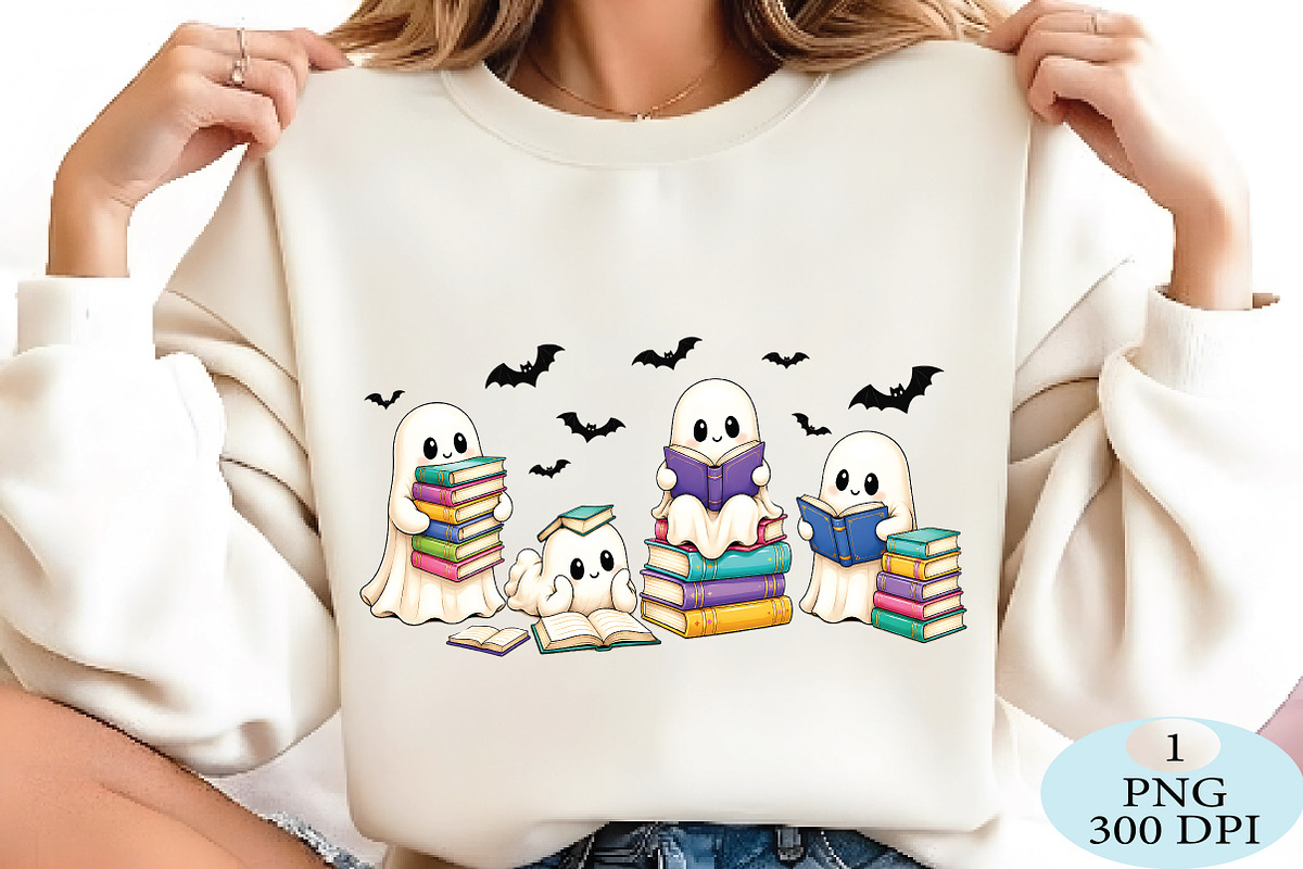 Halloween Book Lover Reading Ghost, a Seasonal Illustration by Daily.Designs (Photo 2 of 5)